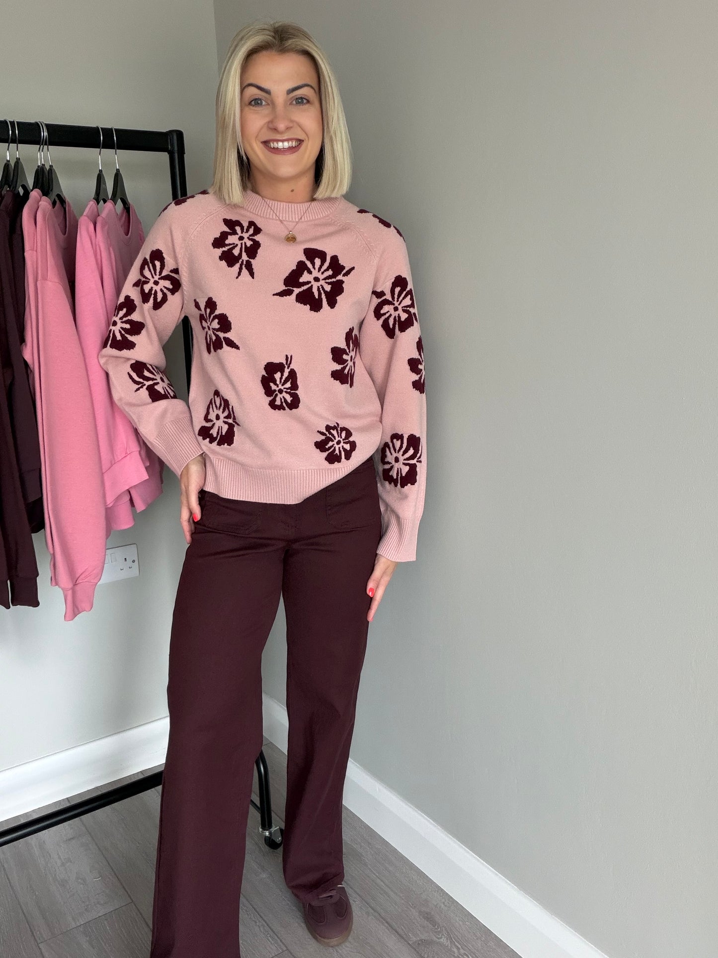 Freequent Mauve/Port Print Jumper
