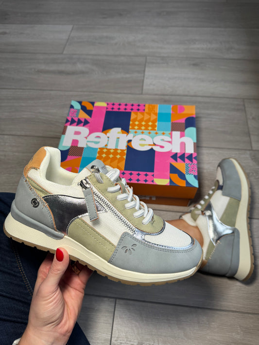 Refresh Denim/Green Zip Trainer