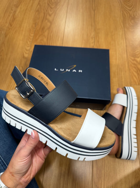 Lunar Missy Navy/White Sandal