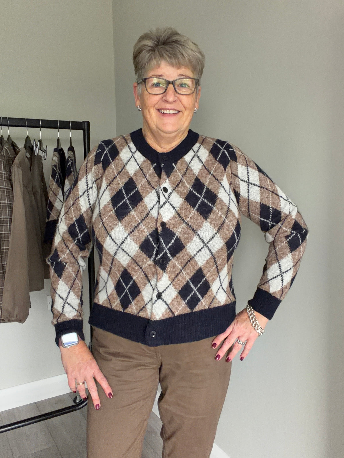 Kaffe KAharlow Navy/Taupe Cardigan