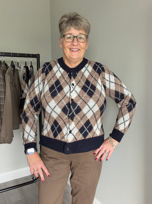 Kaffe KAharlow Navy/Taupe Cardigan