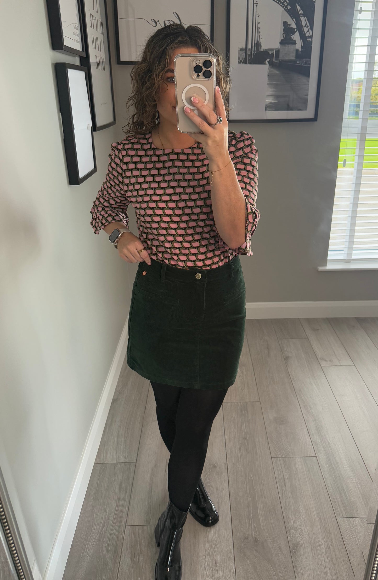 Rant & Rave Ora Forest Green Cord Skirt