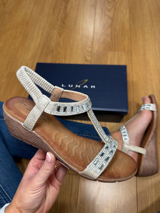 Lunar Macie Silver Diamanté Wedge Sandal