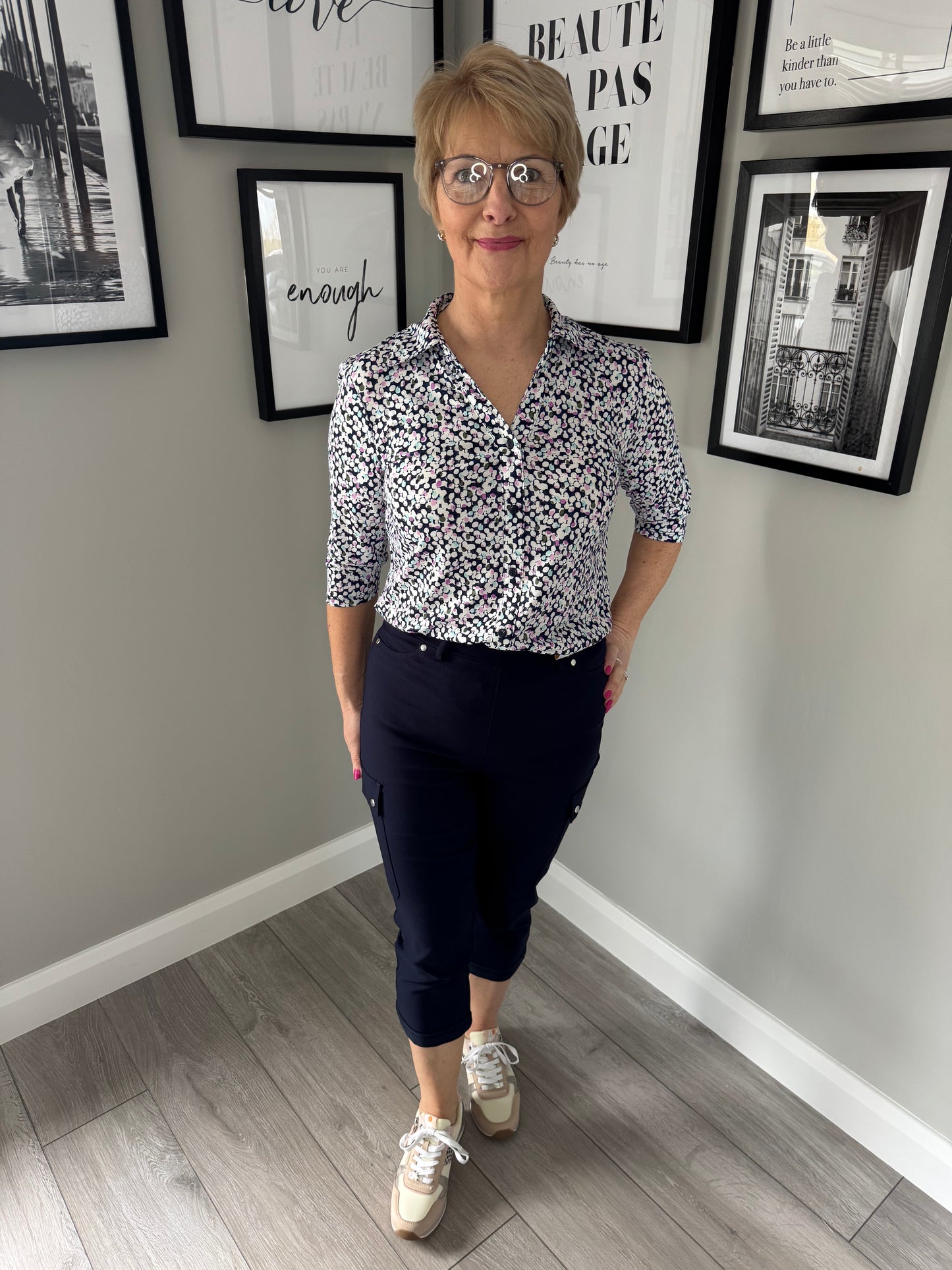 Classic Navy Bengaline Cargo Crop