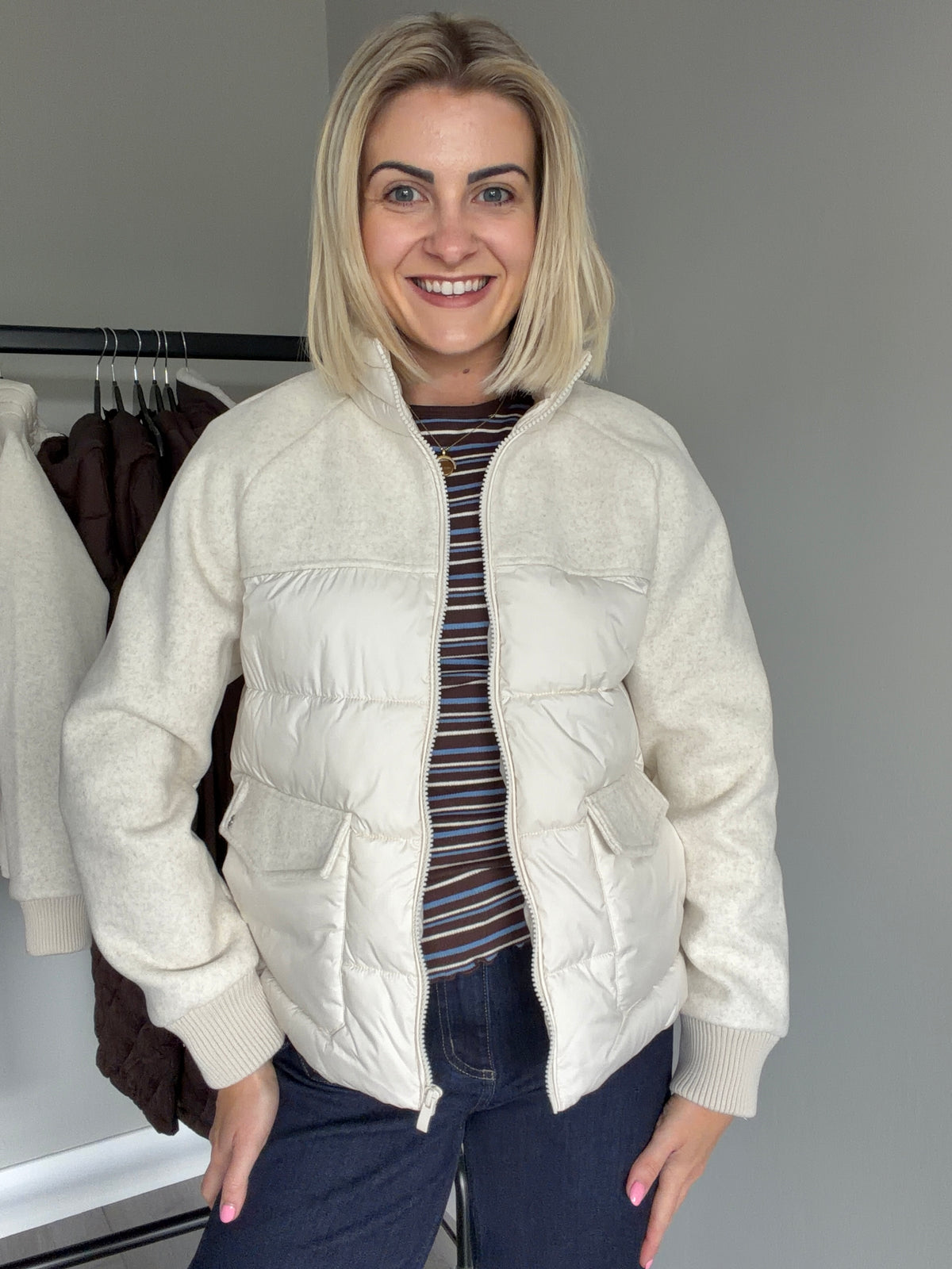 Cream Quilt/Felt Jacket