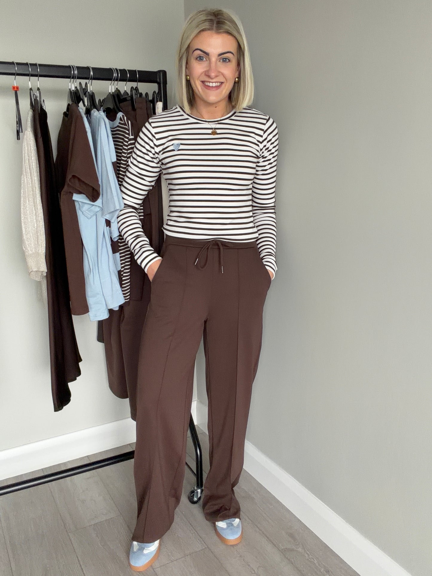 Kaffe Liddy Chalk/Brown/Blue T-Shirt