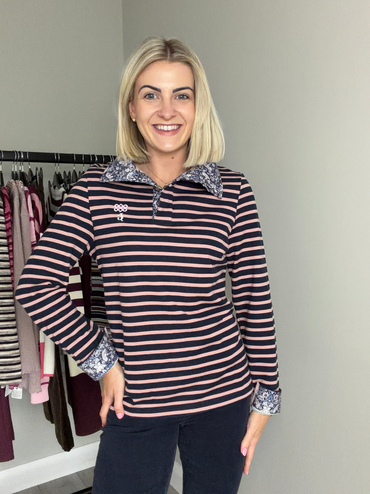 Navy/Nude Striped Sweatshirt