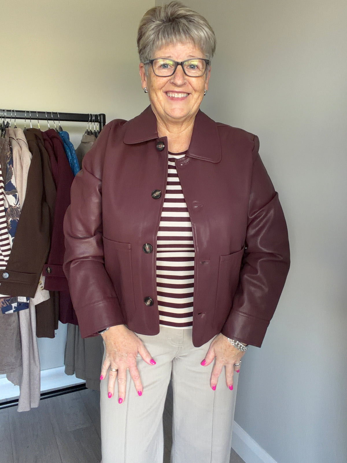 Rant & Rave Adele Burgundy Leather Jacket