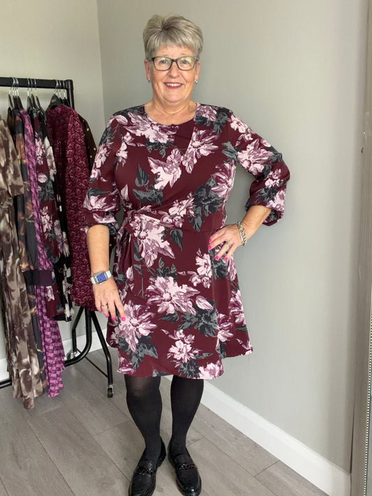 Rant & Rave Grace Burgundy Floral Dress