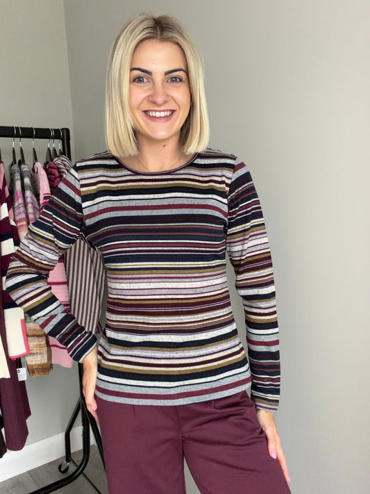Merlot/Navy Striped Top