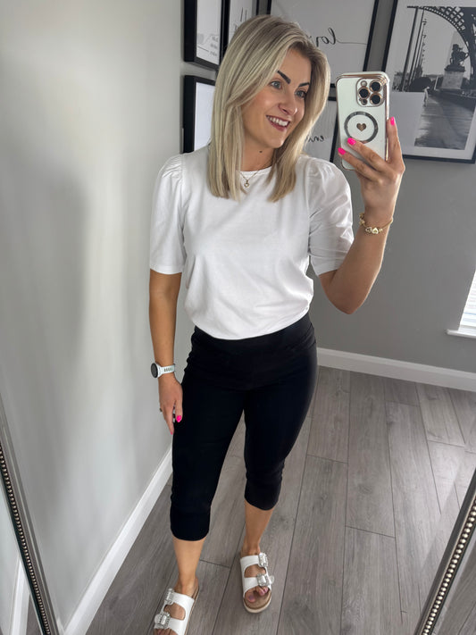 Freequent Black Elasticated Crops