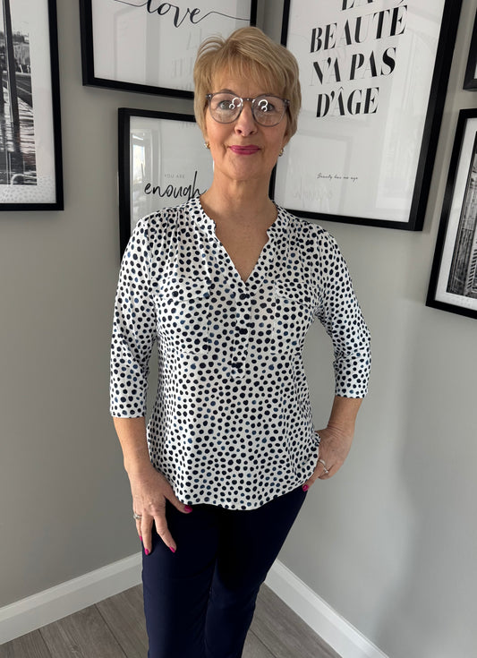 Emreco Navy/White 3/4 Blouse