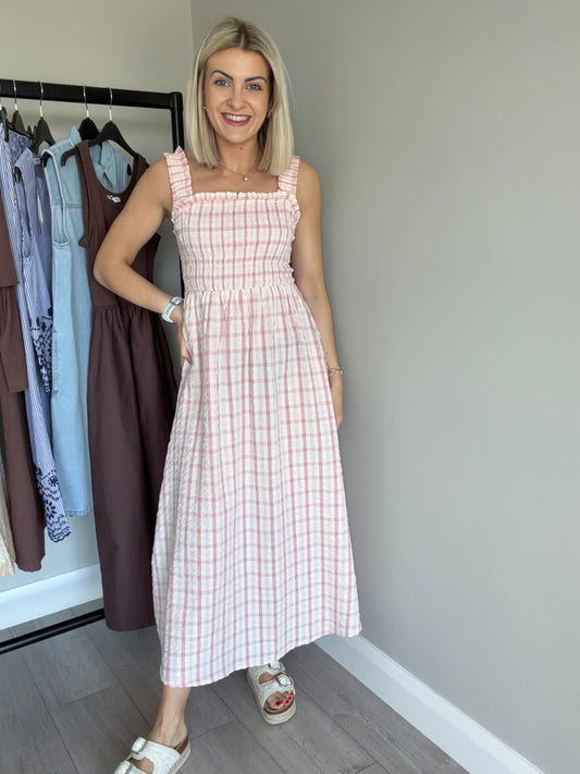 B.Young BYgenya Pink Check Dress