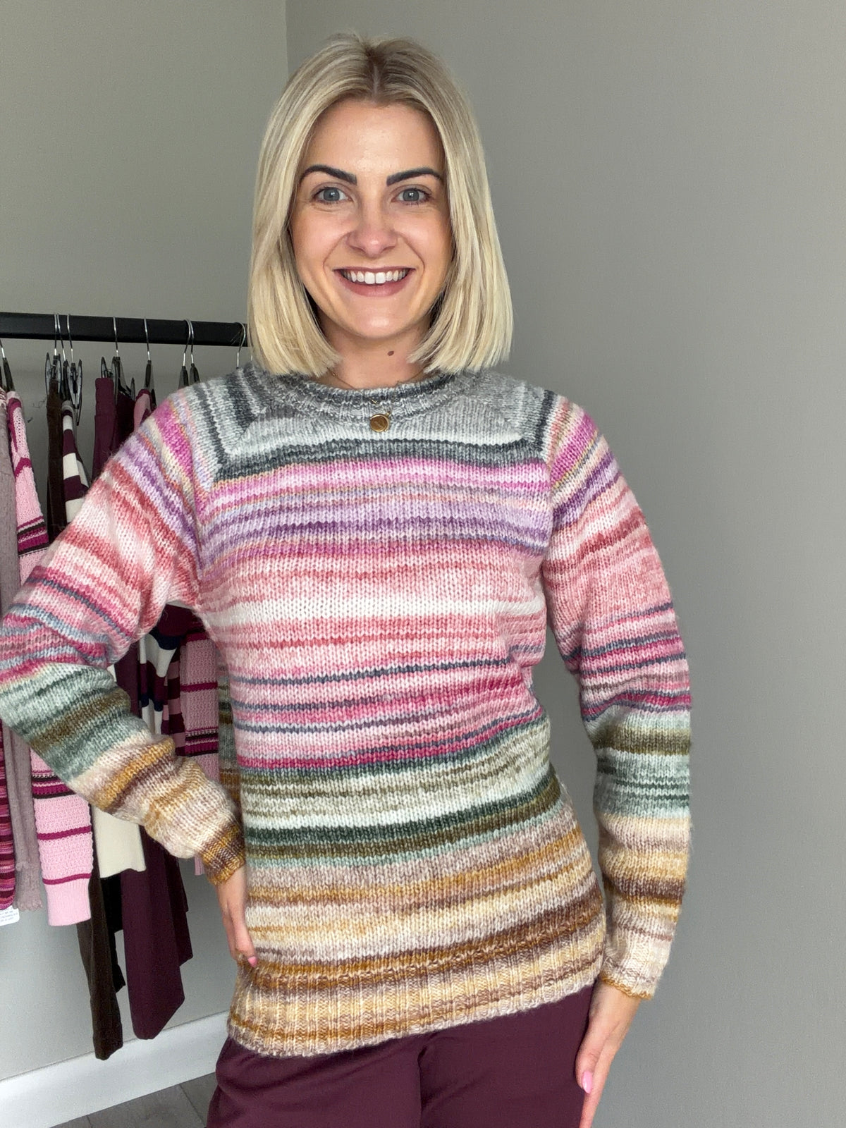 Mudflower Pink Space Dye Stripe Jumper