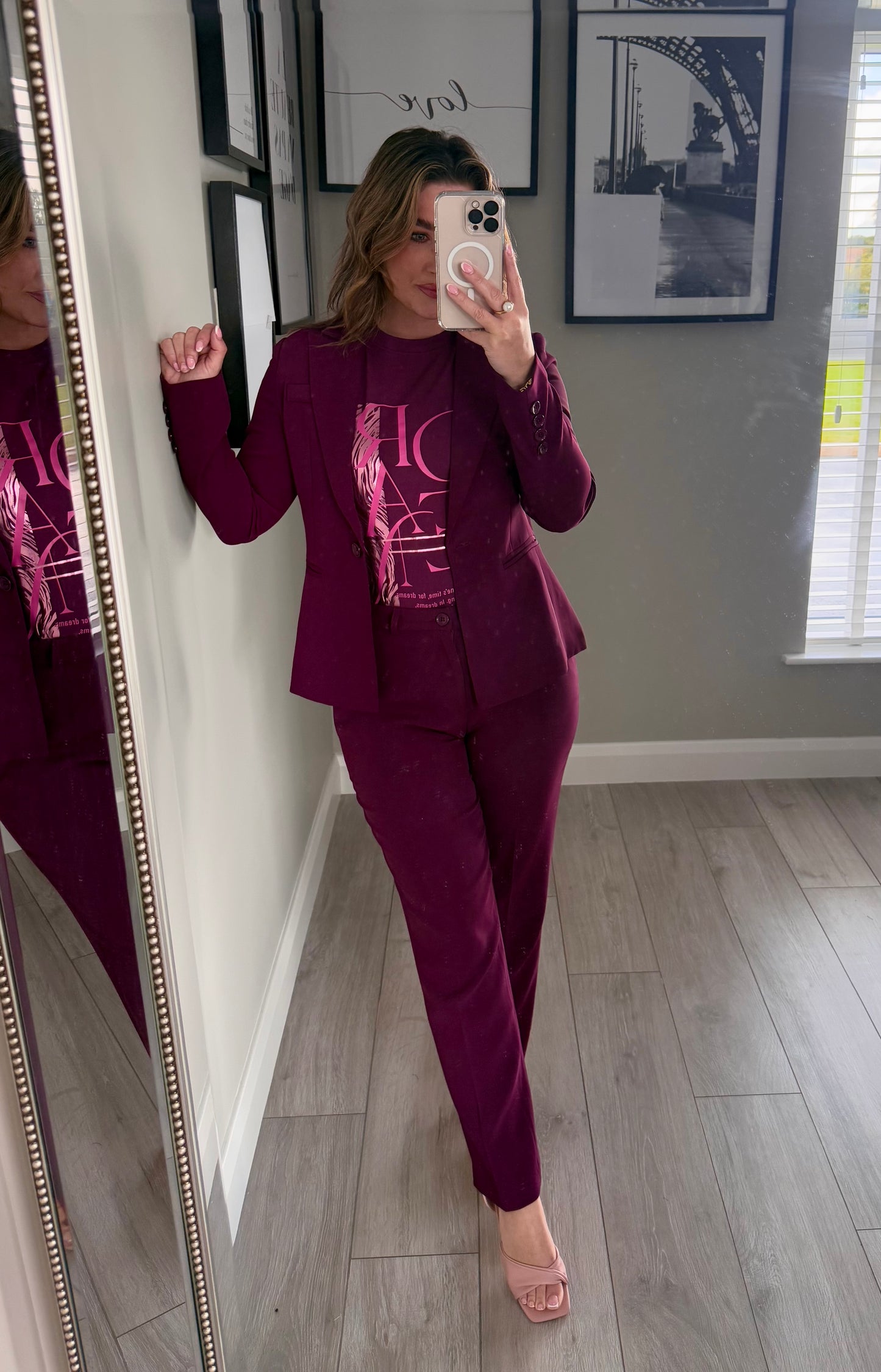 Rant & Rave Balla Cranberry Straight Leg Trouser