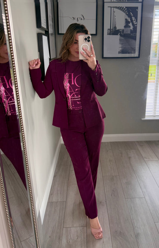 Rant & Rave Balla Cranberry Straight Leg Trouser