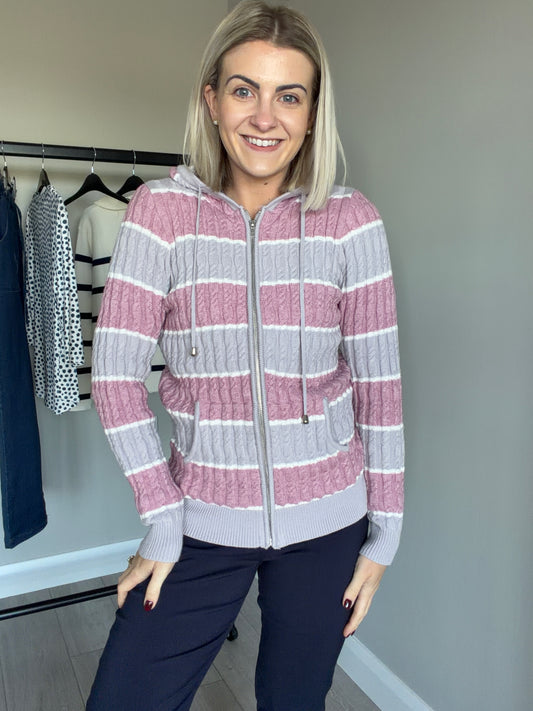 Mudflower Mauve/Pink Cable Knit Hoody