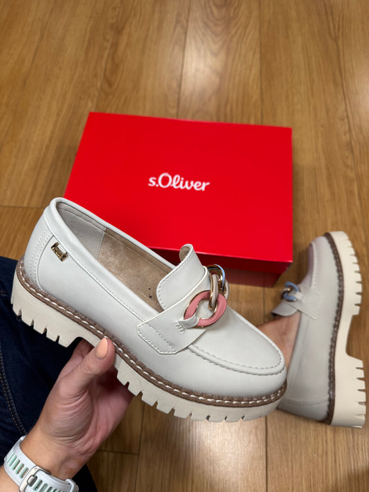 S. Oliver Cream Multi Chain Loafer