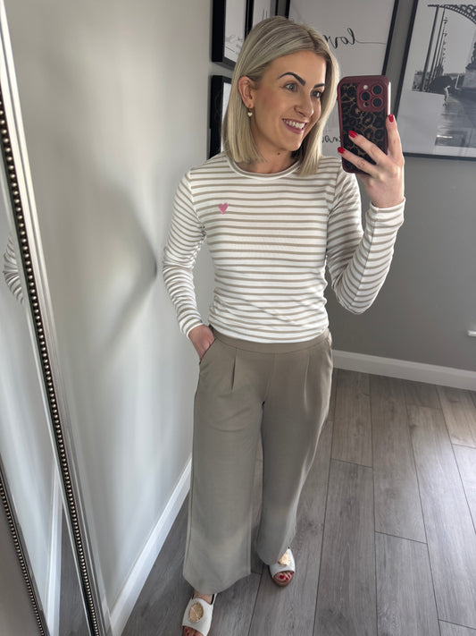 B.Young BYrizetta Beige Wide Leg Pants