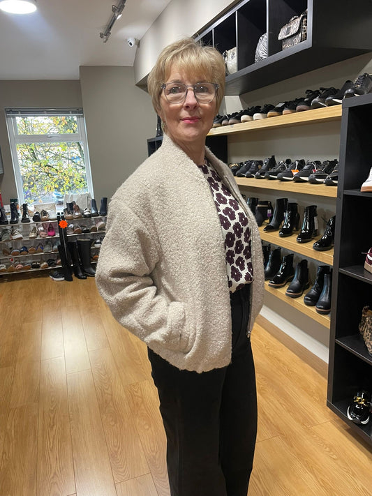 Yest Sand Boucle Bomber Jacket