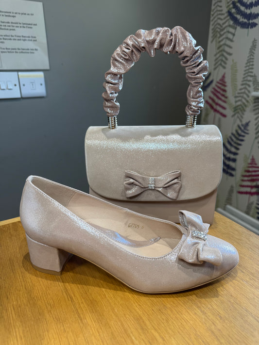 Emis Blush Shimmer Bow Box Bag