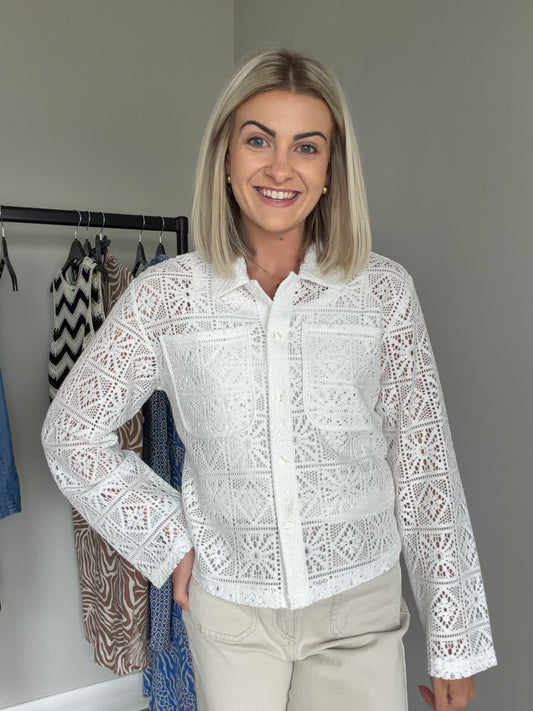 Kaffe KAcindy White Crochet Shirt