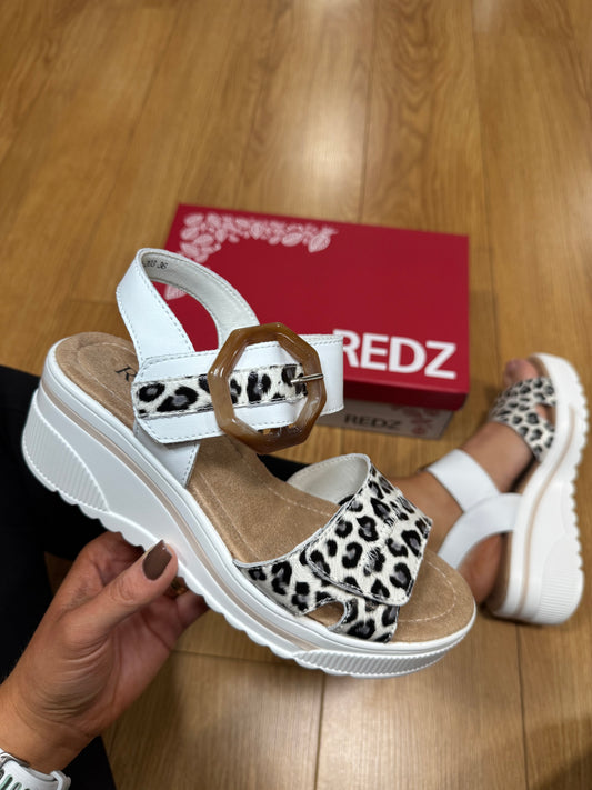 Redz White/Animal Velcro Wedge Sandal