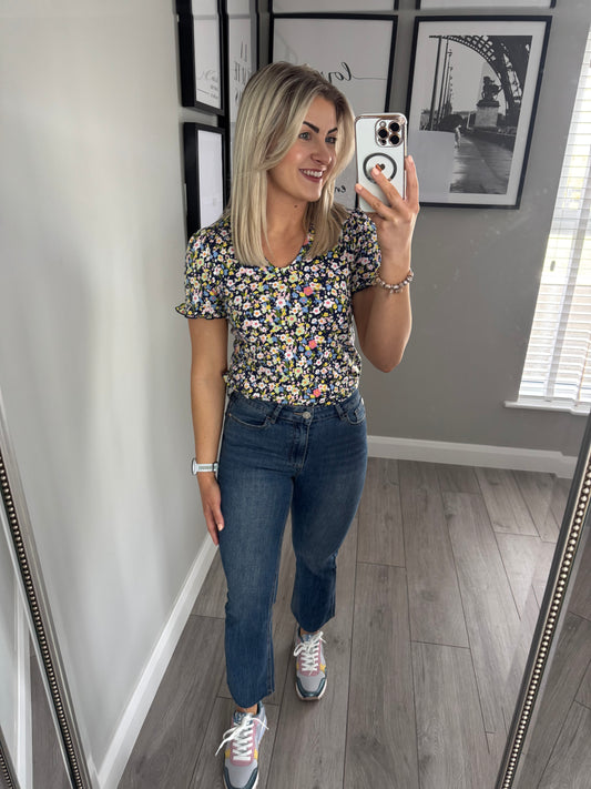 Rant & Rave Alaia Mid Blue Crop Bootcut Jean
