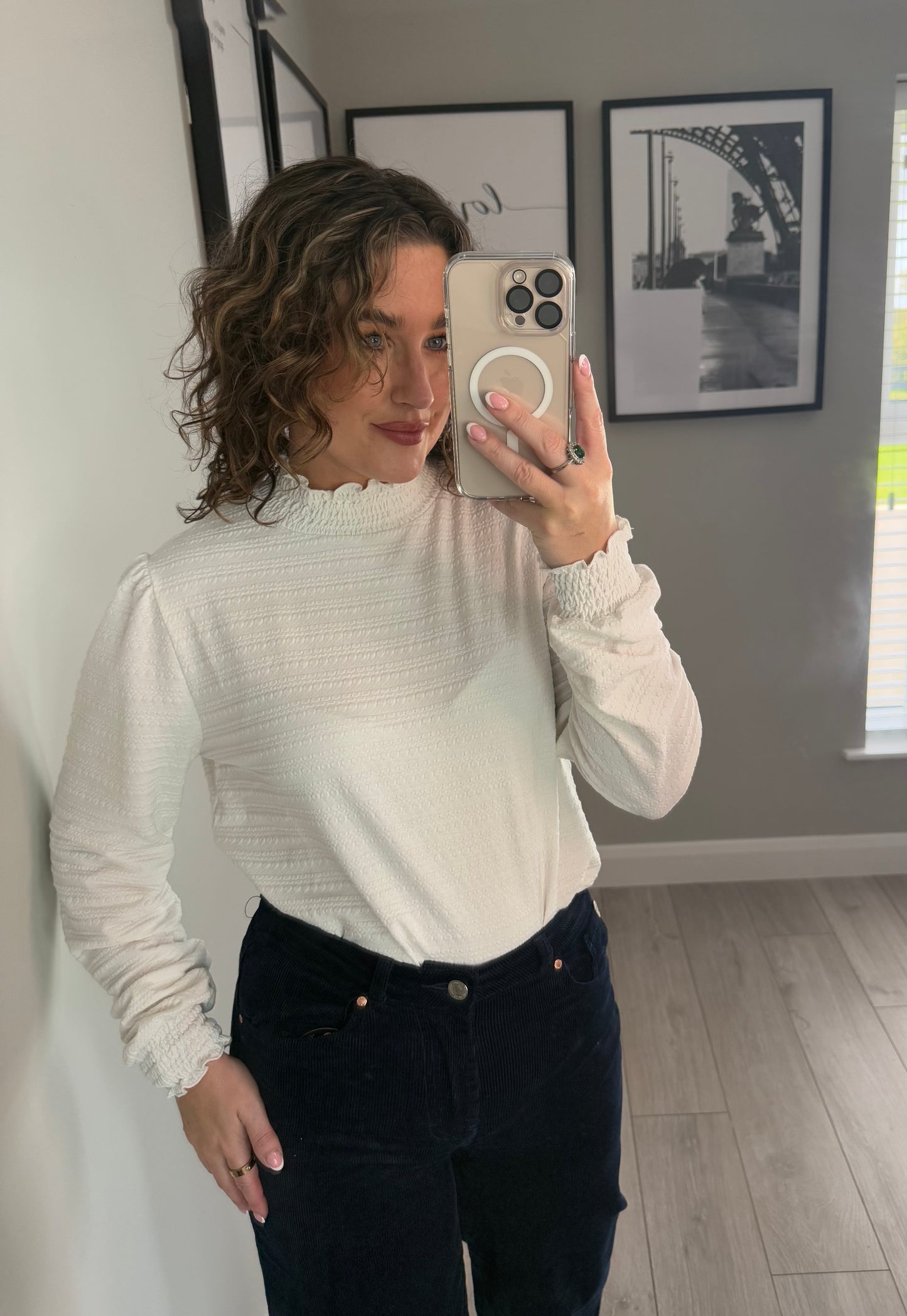 Yest White Ruffled Top