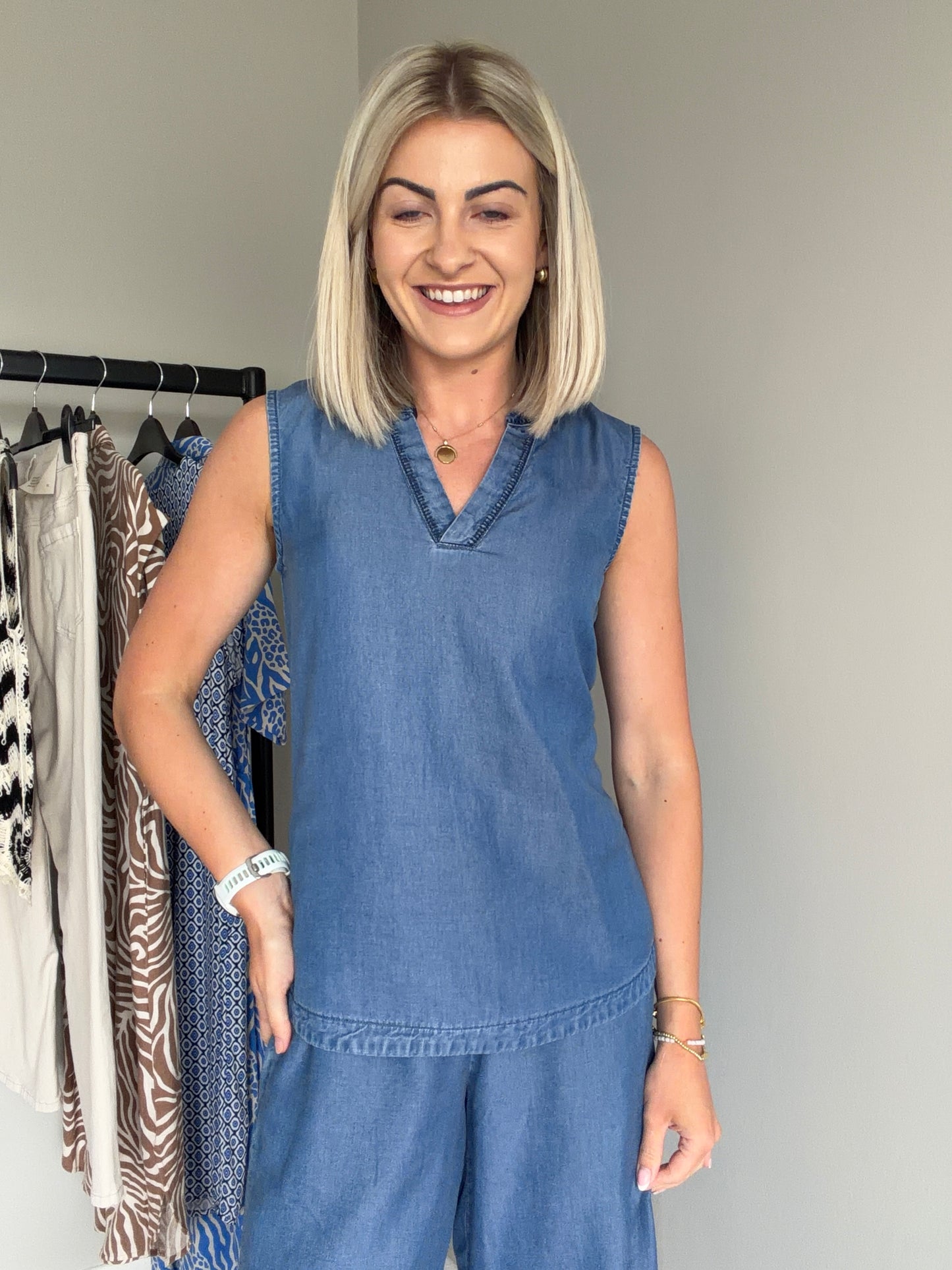 B.Young BYkosmo Denim Tencel Top