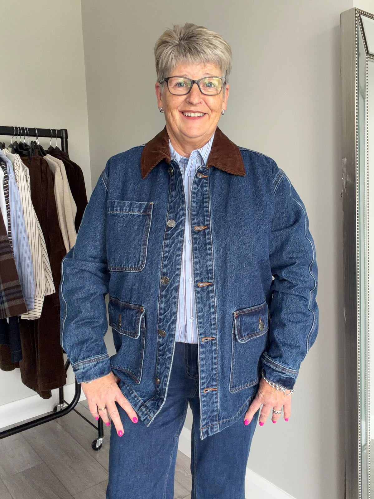Kaffe KAgordie Dark Denim/Brown Cord Jacket