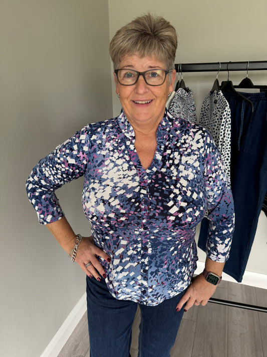 Claudia C Navy/Pink Blouse