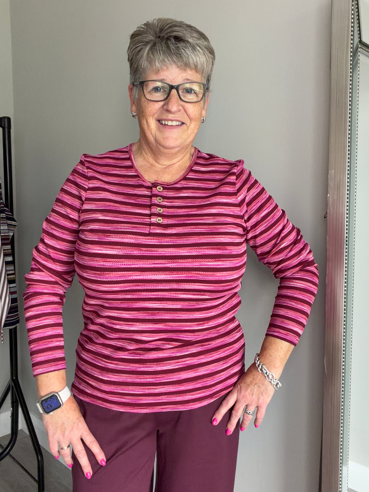 Mudflower Pink Striped Jersey Top