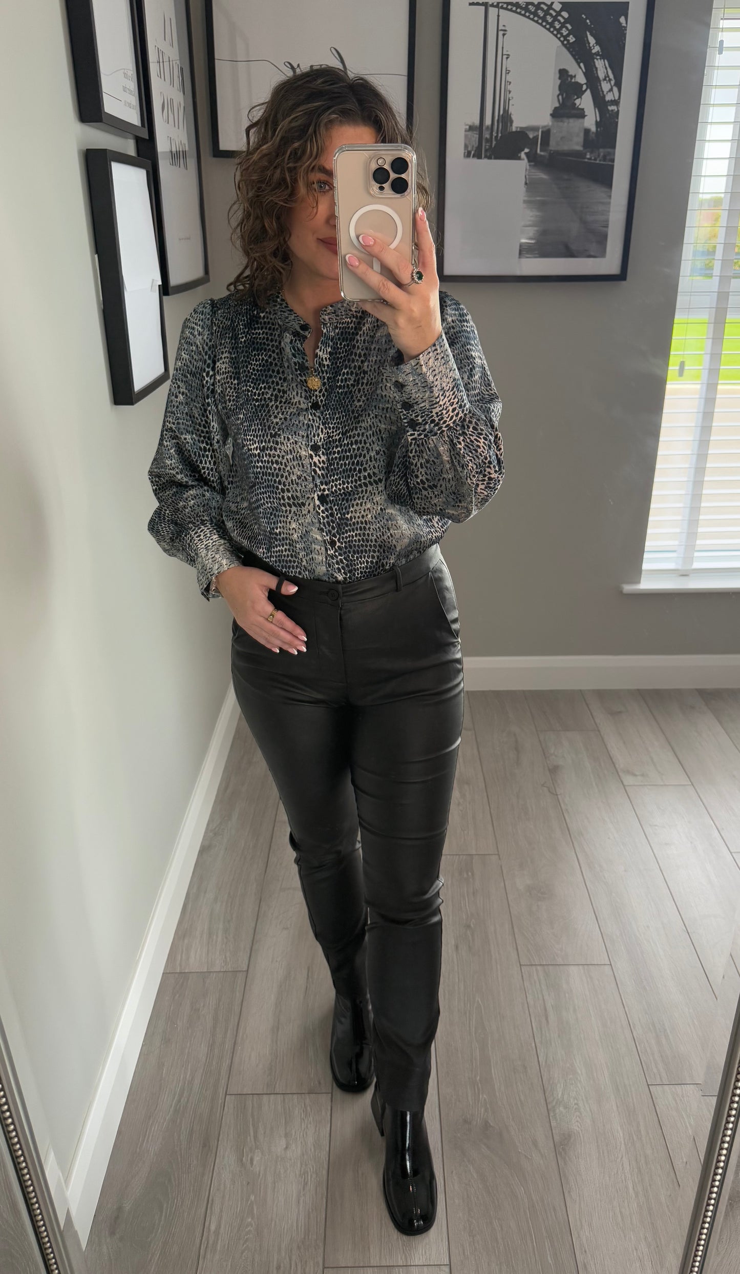 Freequent Black Leather Cigarette Trouser