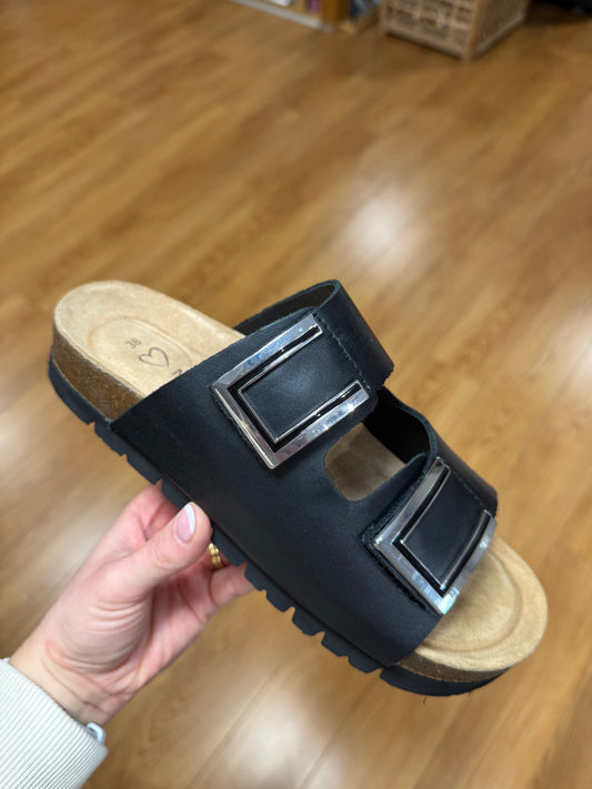 Marco Tozzi Black Velcro Slider