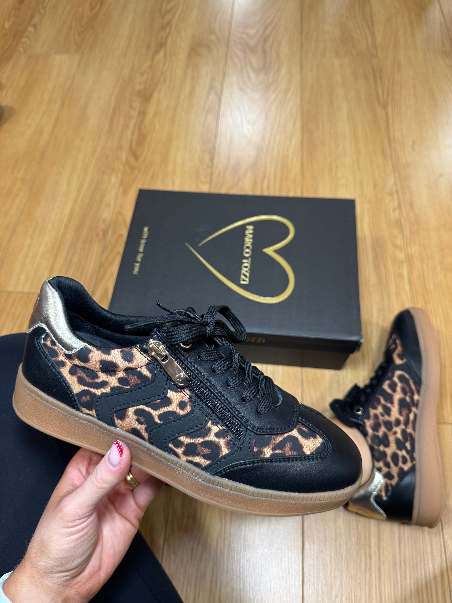 Marco Tozzi Black/Leopard Trainer