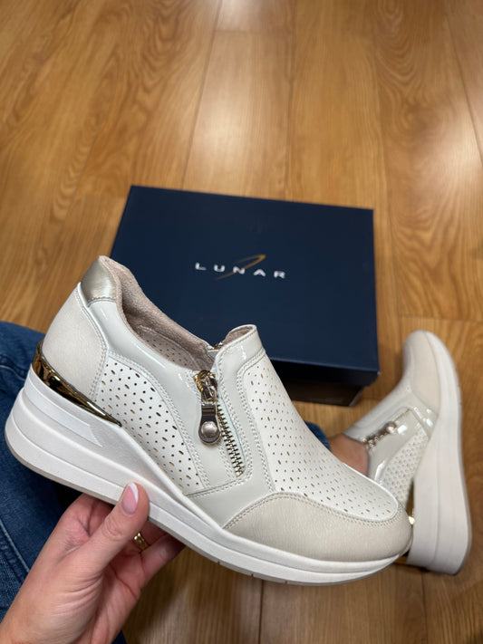 Lunar Barcelona Beige Zip Wedge Trainer