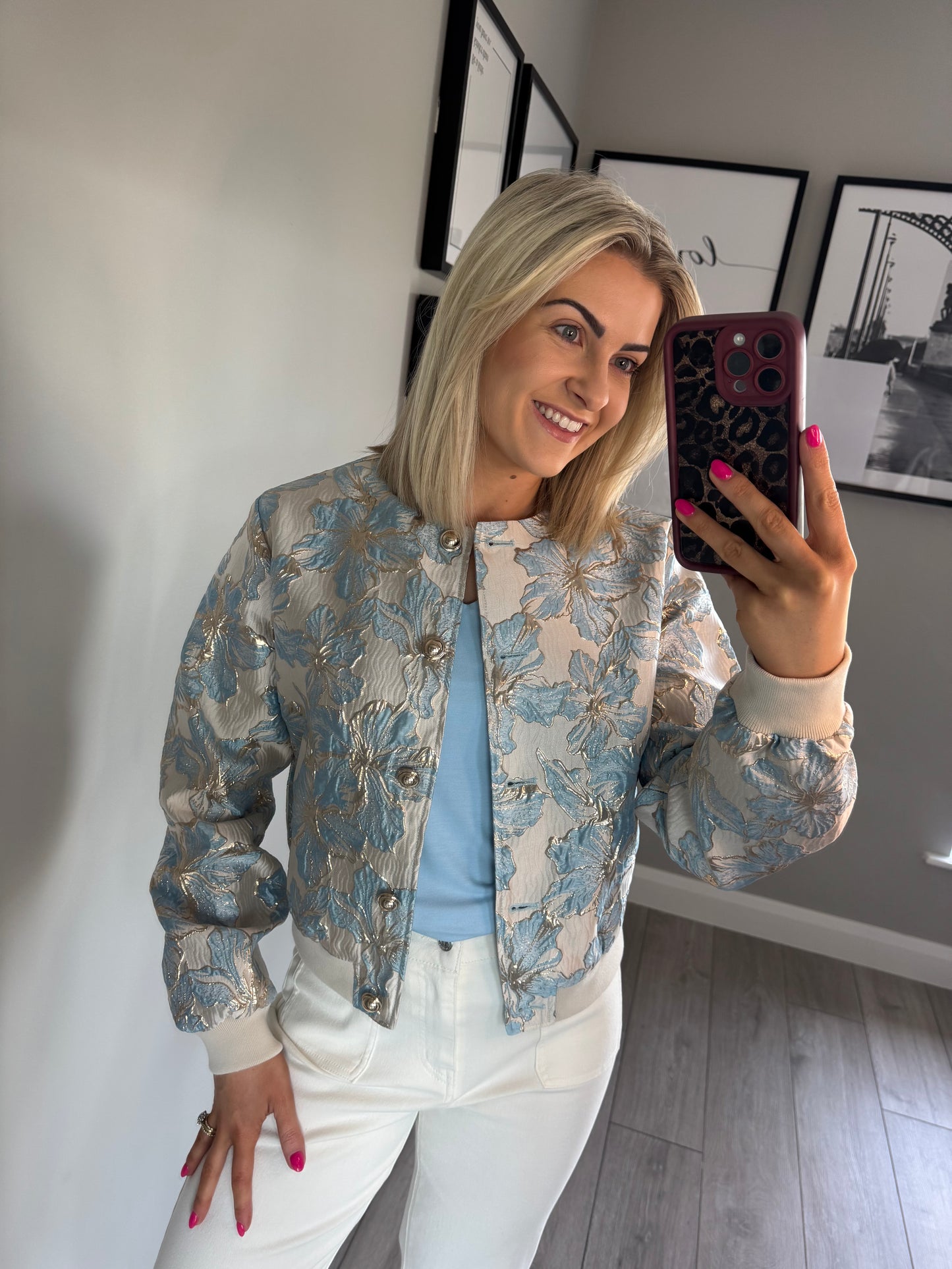 Yest Blue/Gold Metallic Bomber Jacket