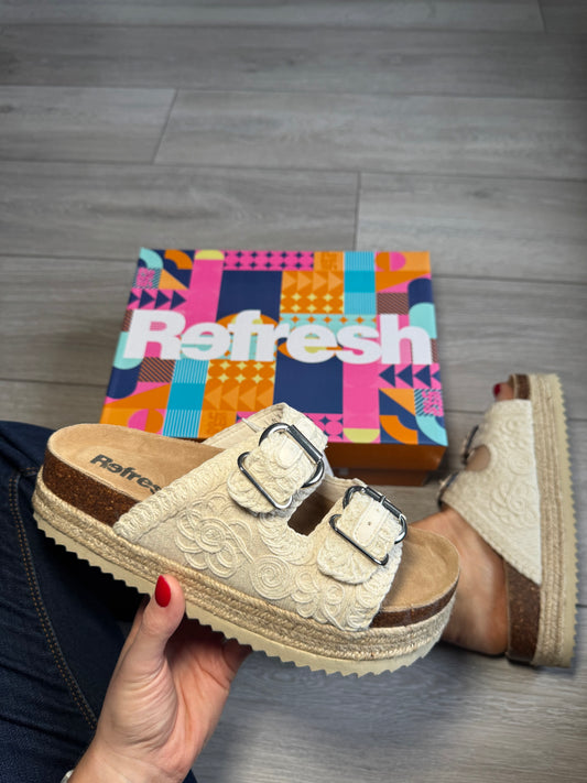 Refresh Beige Lace Espadrille Slider