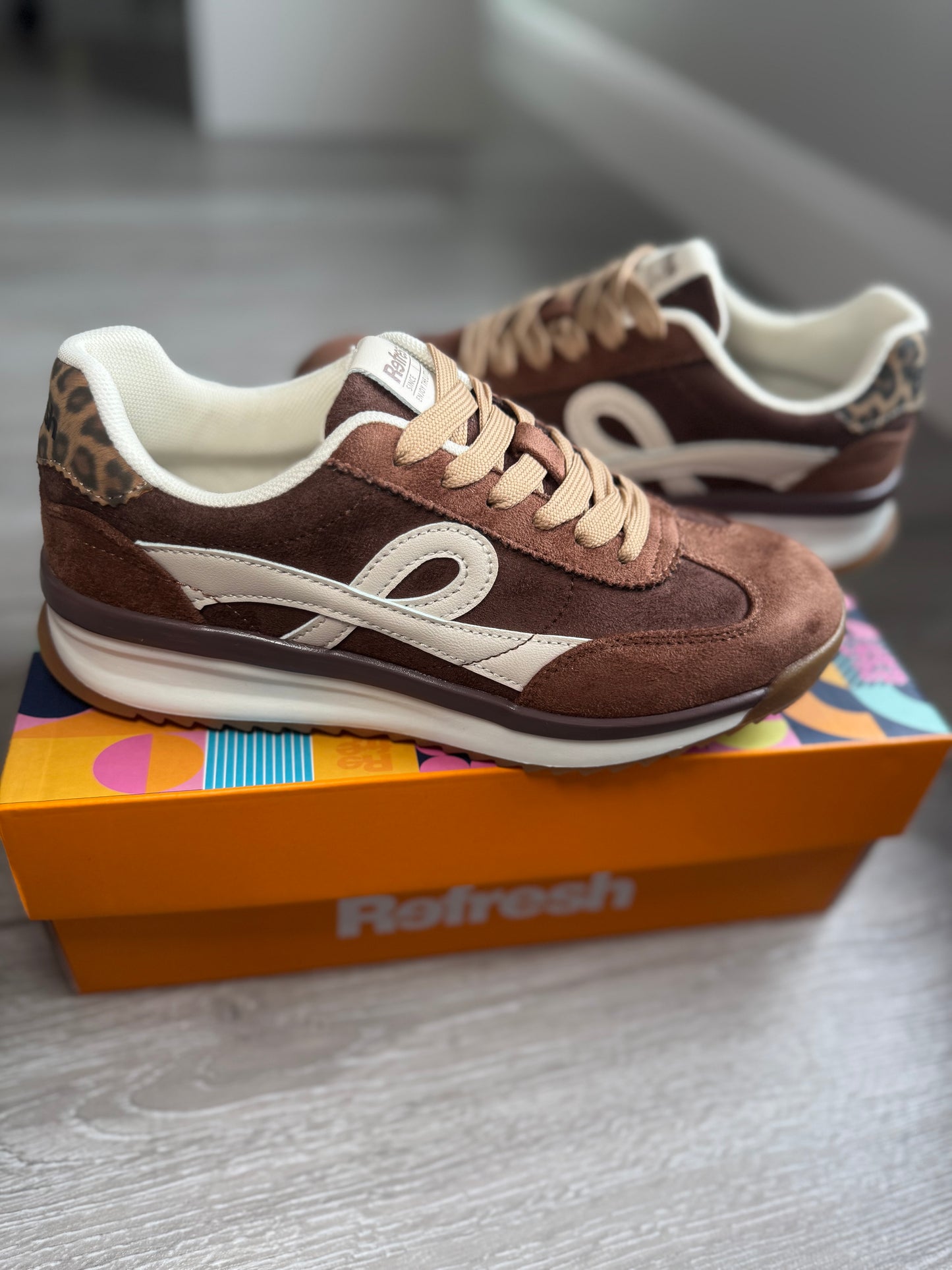 Refresh Brown/Cream/Leopard Trainer