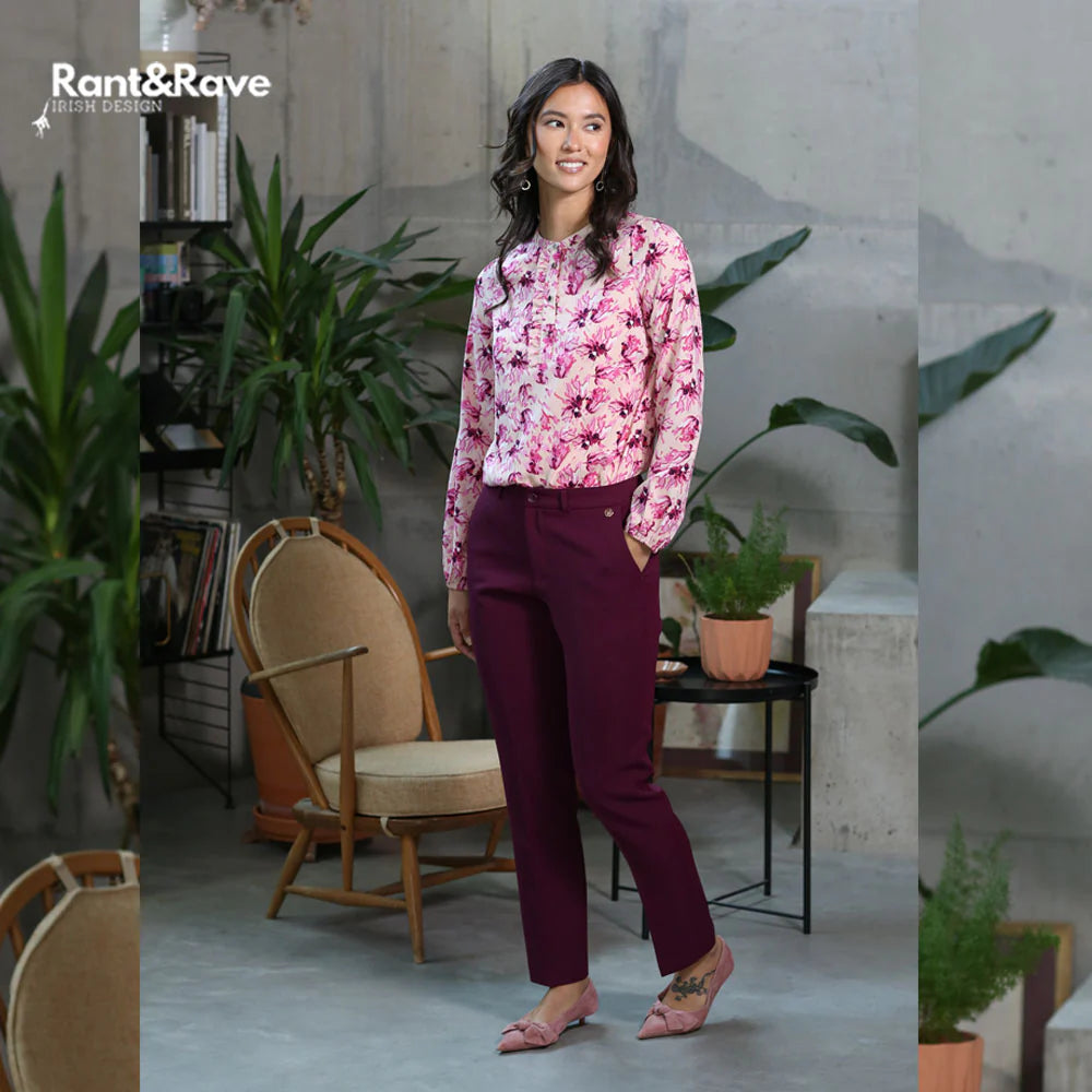 Rant & Rave Balla Cranberry Straight Leg Trouser