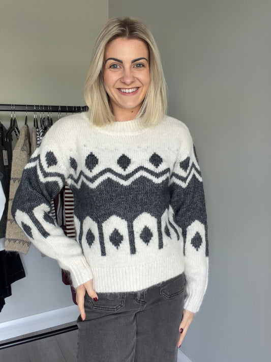 Kaffe KArhonda White/Grey Pullover