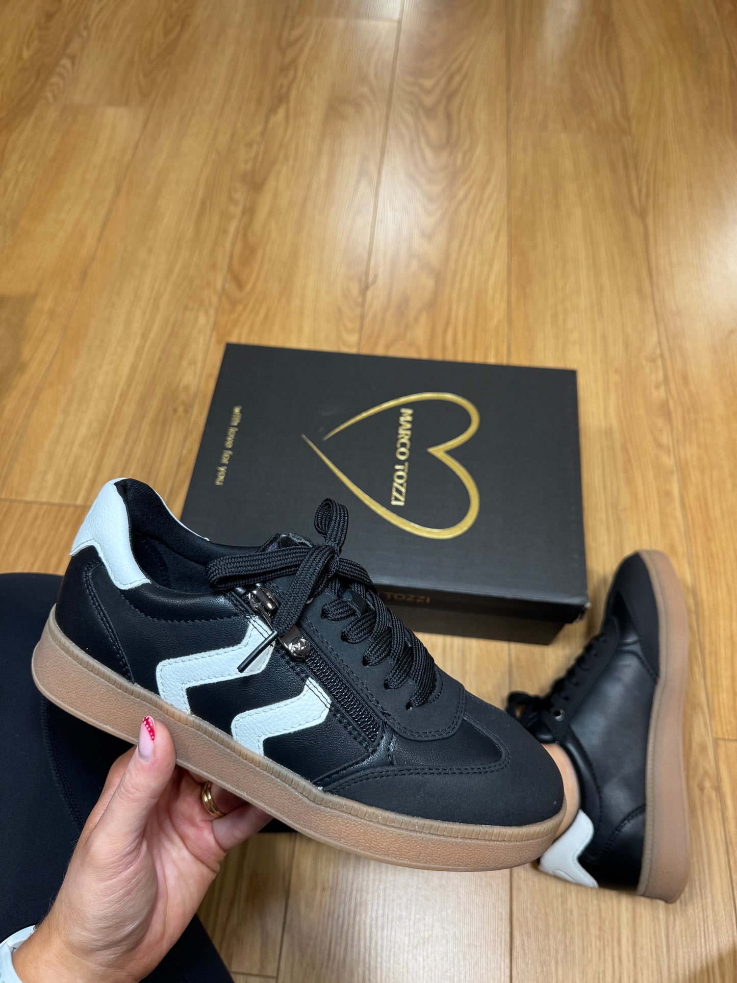 Marco Tozzi Black/White Zip Trainer