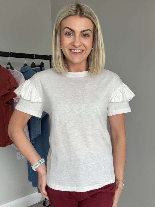 Kaffe KAerin Chalk Flouce T-Shirt