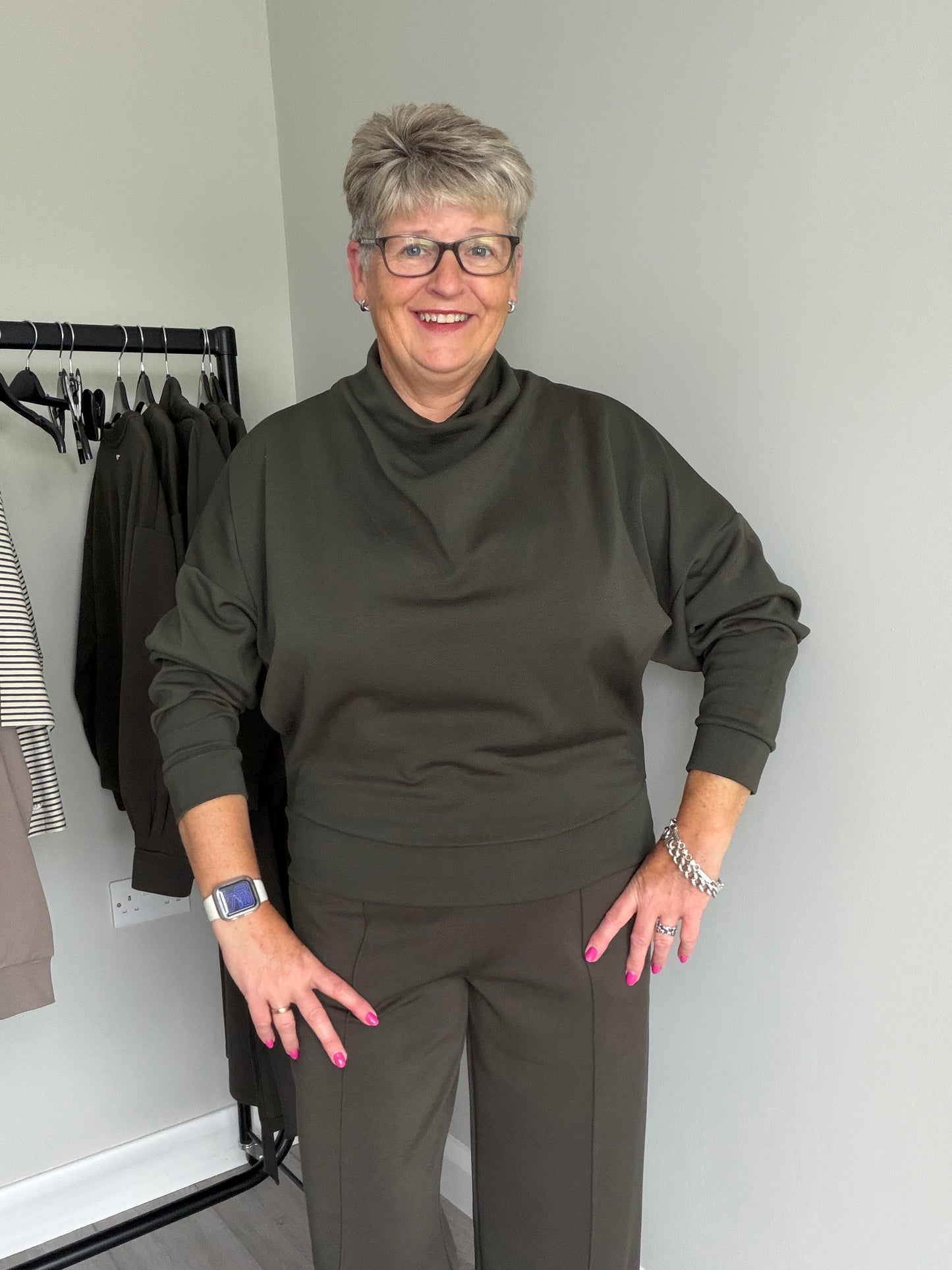 Relax & Renew Sable Khaki Cowl Neck Sweater