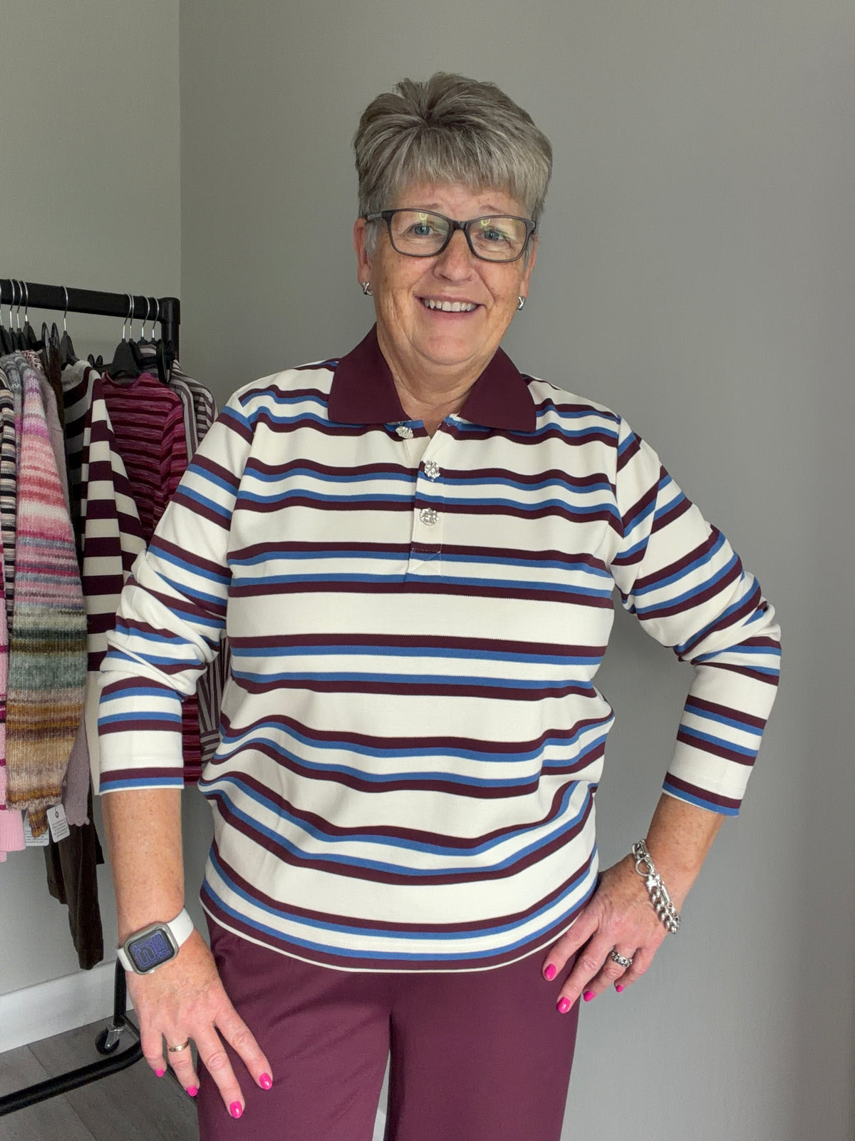 B.Young BYpelda Fig Stripe Polo