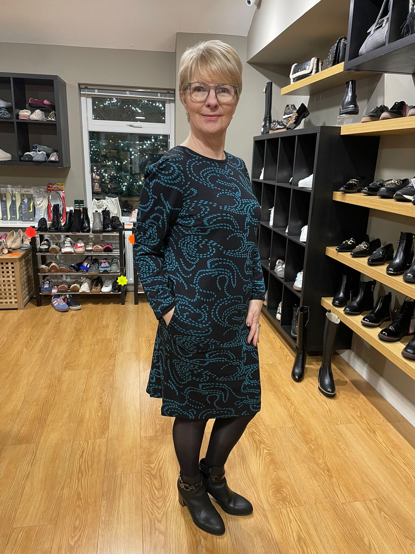 Pomodoro Aqua Tile Ponte Dress