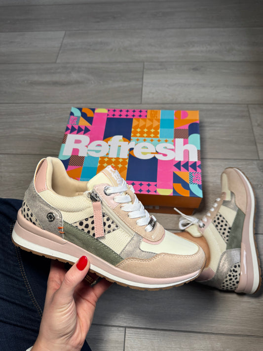 Refresh Nude Leopard Zip Trainer