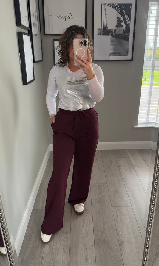 Freequent Burgundy Elastic Trouser