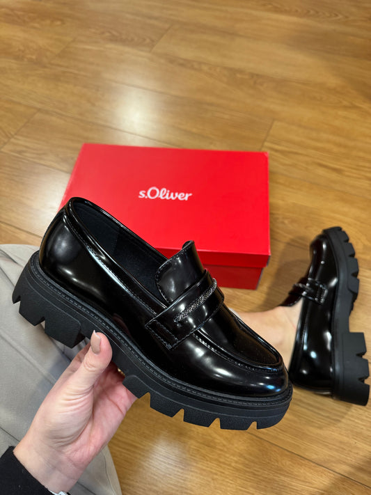S. Oliver Black Patent Loafer